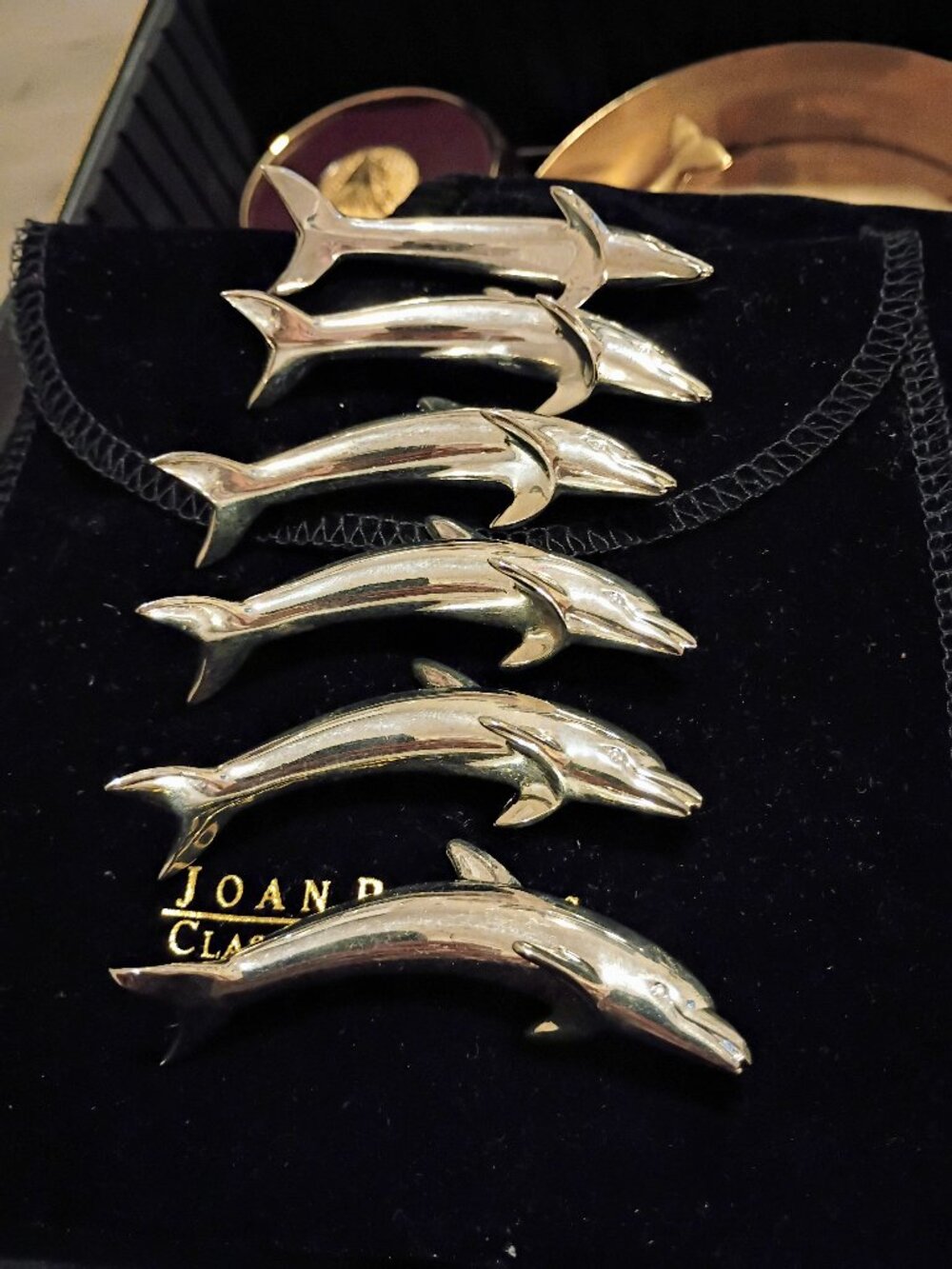 Vintage French Silver Plate Dolphin Place Card Holders Collectibles - Set of 6